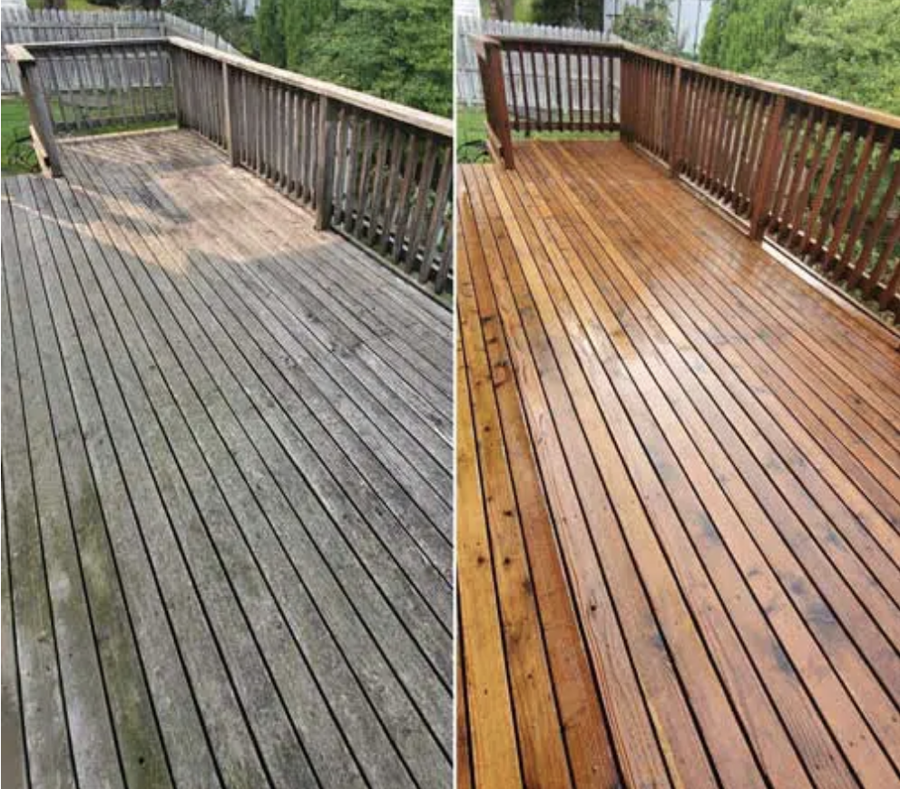 Deck stripping before and after