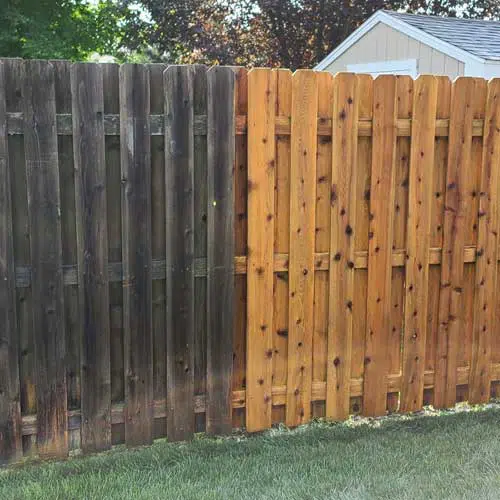 Fence stripping before and after